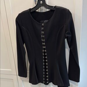Analili Black Fitted Long Sleeve Blouse
